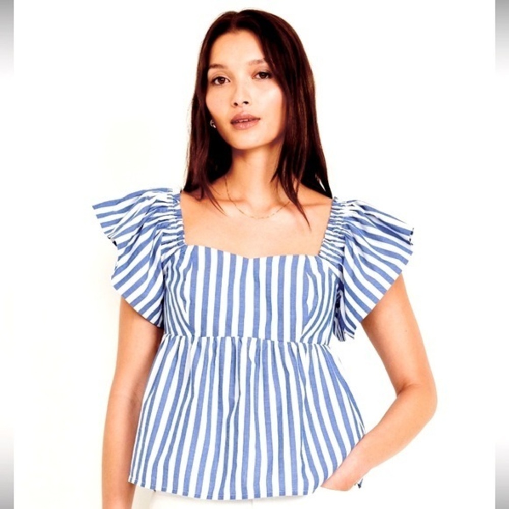Old Navy Striped Flutter Sleeve Blouse